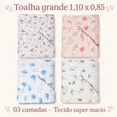 Toalhão de Banho para Bebê OU Criança com Capuz Tecido Fralda Soft 3 Camadas 110x85cm Papi