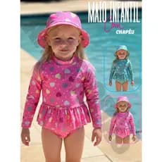 Maio Infantil Com Chapéu bebe Menina Proteção Uv 50+ Natação Moda Praia