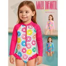 Maiô Manga Longa Infantil Menina Bebe Biquini Proteção Uv 50 Maio Manga Comprida