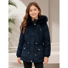 Casaco Infantil Menina Inverno Forrado Com Capuz E Pelo Roupa Quentinha Menina