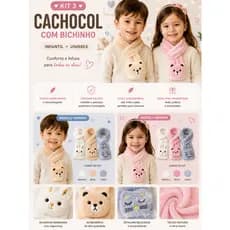 Kit Com 3 Cachecol Unissex Infantil Quentinho Frio