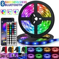 Fita LED RGB Rolo 30/20/10/15/5 Metros Luzes de Tira Fonte 12V e  Controle Remoto-1