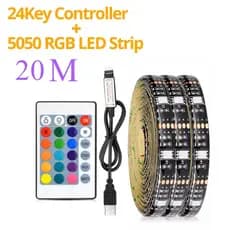 Fita LED 20M 5V USB Controle De 24 Teclas 5050 RGB TV Luz De Fundo Flexível Barra De Iluminação B + G