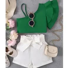 1 ano a 14 anos - Roupa Infantil de Menina - Conjunto Off White Infantil - Conjunto Infantil e Juvenil Menina