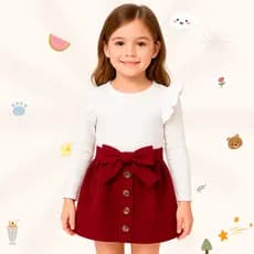 Moda Infantil Conjunto de Saia Blusa Infantil Feminina - Moda Blogueirinha Roupa de Inverno para Menina - Manga Longa