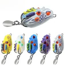 Isca De Pesca 1 Peça Mini Sapo Macia 3.5cm/5.4g Iscas Artificiais Brilhantes Gancho Duplo Biônico Blackfish Imitação Tro