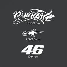 Kit 3 Adesivos Para Motos Bike Bicicleta Capacete Osascorte Alpinestar 46 Recorte Envio Rapido