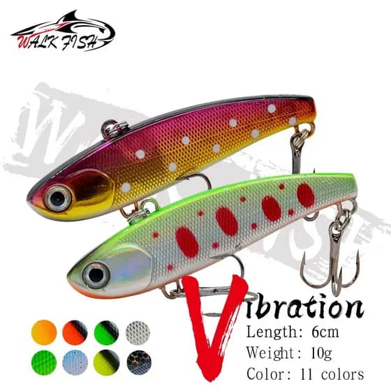 Caminhada Peixe 1 Peça 60mm/10g Isca Dura De Alta Qualidade VIB De Pesca Enfrentar Afundando Wobblers Artificiais