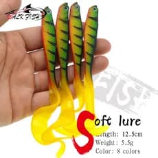 Caminhada Peixe 4 Pçs Jigging Wobblers Isca De Pesca 12.5cm 5.5g shad T-tail Macia Aritificial Silicone Iscas Baixo Piqu