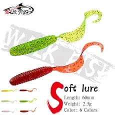 WALK FISH 6 Peças 60mm/2.5g Isca De Pesca Macia De Cauda Única Linha Artificial Cheiro De Peixe Natação