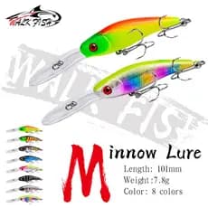 WALK FISH 1 Peça 101MM/7.8G Afundando Minnow Iscas De Pesca 3D Olhos Isca Dura Com Gancho Afiado Carpa Baixo