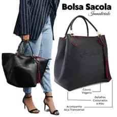 Bolsa Sacola Feminina Saco Grande com Alça Tranversal para Universidade, Trabalho ou Passeio Immateriale