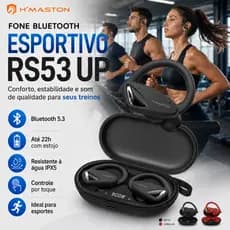 FONE OSSEO SEM FIO Hmaston RS53 desportivos Bluetooth 5.3 over-ear têm uma duração de bateria de 15 horas