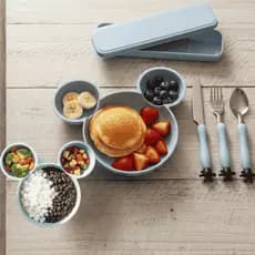 Kit Alimentação Infantil Prato Mickey com Talheres c/ Estojo livre BPA  c/ divisórias Bebê