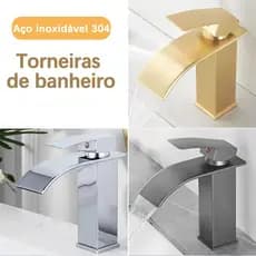 Torneira Monocomando Cascata Baixa Misturador Banheiro Torneira premium em aço inoxidável