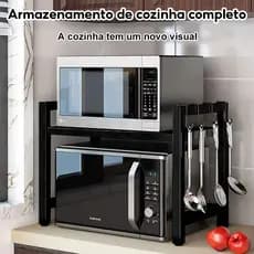 Suporte de Microondas Ajustável em Aço Carbono|Prateleira de 2/3 CamadasResistente e Multifuncional
