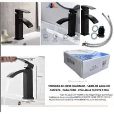 Torneira Banheiro quadrada Inox 304 preta quente e fria torneira de armário de banheiro preto BRWJ