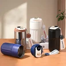 Copo térmico inteligente de 460ml Xícara de café em aço inoxidável  que acompanha copo de isolamento