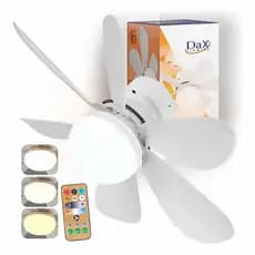 Ventilador De Teto Cor Branca Com Lâmpada Silencioso 6 Pás Com Controle Remoto Para Bocal