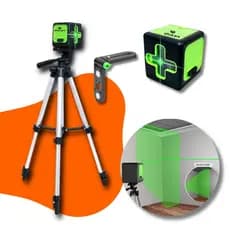Kit Nível A Laser 2 Linhas Com Tripé Para Esquadro Auto Nivelamento 20m Nível Prumo E Alinhamento
