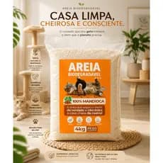 Areia Higiênica Natural Biodegradável para gatos Feita 100% de Mandioca Grãos Finos - Good Vision
