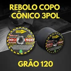 Rebolo Copo Cônico 3 Polegadas Gr.120 Marmoraria Porcelanato
