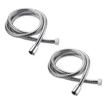 Kit Com 2 Engates Flexível Mangueira Chuveirinho Cromado Para Ducha Higiênica 200 Cm Lavatório