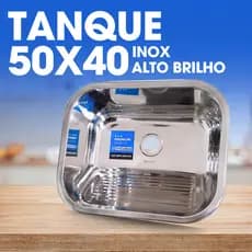 Tanque De Aço Inox 201 50x40 Para Cozinha Acabamento Alto Brilho