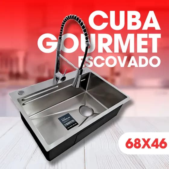 Cuba Gourmet De Aço Inox 680x460x220mm Acabamento Escovado.