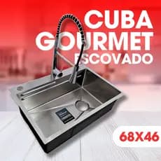 Cuba Gourmet De Aço Inox 680x460x220mm Acabamento Escovado.