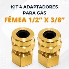 Kit 2 Adaptadores Latão Fêmea Para Gás 1/2 X 3/8 Fogão Cozinha Cooktop