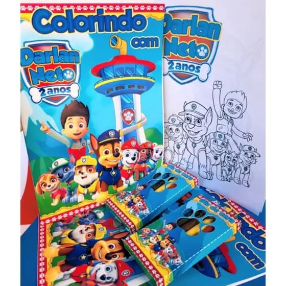 Kit Livrinho de Colorir Patrulha Canina Lembrancinha Personalizada Livro Diversão Festa