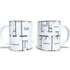 Caneca Arquitetura Planta Casa Personalizada Presente