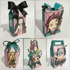 Kit Demon Slayer Anime Lembrancinha Papelaria Personalizada Scrap Festa Caixas Envio em24h(Envie nome e idade pelo chat)
