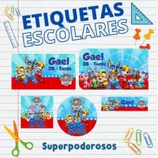 Kit Etiqueta Patrulha Canina Superpoderosos Filme Adesivo Recortado Personalizado Volta As Aulas