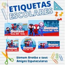 Kit Etiquetas Homem Aranha e Seus Amigos Espetaculares Adesivo Personalizado Scrap 100 unidades