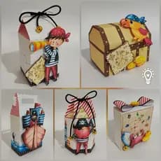 Kit Pirata Piratinha Lembrancinha Personalizada Scrap Caixa Festa Envio em 24h (Envie nome e idade pelo chat)