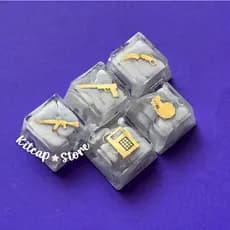 Kit Teclas Douradas CS2 - CS GO - Efeito Névoa -Teclas Para Teclado Mecânico - Efeito Smoke - CS2 - Fumaça - Jogo