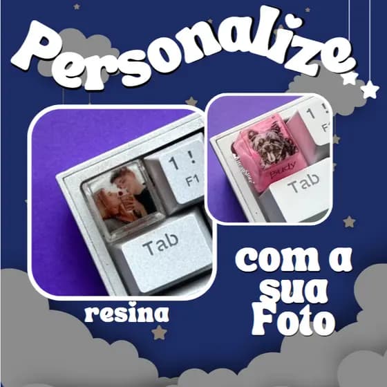 Tecla Com Sua Foto - Tecla Personalizada Com A Sua Imagem - Personalize - Presente - Keycap Para Teclado Mecânico Amor