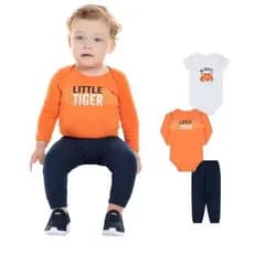 Kit 3 Peças Body Bebê Mijão Menino - Body Manga Longa Body Manga Curta Mijão - Roupa Bebê Menino