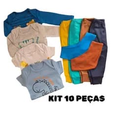 Roupa Bebê Menino 10 Peças  Body Mijão Sortidas Algodão Kit Maternidade Enxoval Bebe
