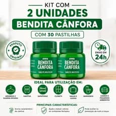 Kit 2 Bendita Cânfora 30 tabletes Bravir Original Odor Casa Armário Gaveta Pote Pastilhas Anti-mofo Insetos Traças