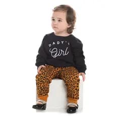 Conjunto Bebê Menina - Casaco + Calça Estampa Oncinha - 100% Algodão  -  Roupa de Frio Menina