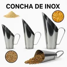 Concha Medidora Inox Cereais Grãos Medidor de Rações 250g 500g 1kg 1,5kg e 2kg