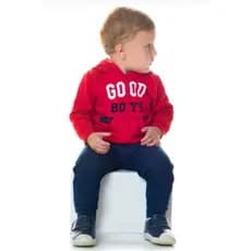 Conjunto Bebê Menino - Casaco Com Capuz + Calça - Algodão - Roupa de frio Bebê - Inverno Bebê