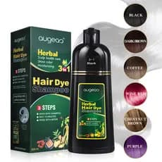 Shampoo Tintura de  AUGEAS Cabelo Sem Enxágüe Shampoo Unisexo de Longa Duração Color Balck Purple