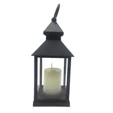 Lanterna Com Vela E Luz De Led Marroquina Lampião Decorativa 23CM