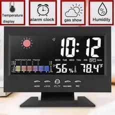 Mostrador Meteorológico Do Calendário Relógio Digital LED De Alarme Luz De Fundo Soneca Monitor De Temperatura Eletrônic