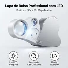 Lupa De Bolso Com Led Para Joalheiro Visualização 60x 30x