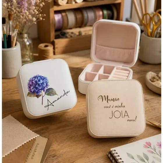 Porta Joia Personalizado com Nome, logo, Frase + Pronto para presentear | Lembrança Dia das Mães